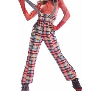 FP Movement by Free People Plaid Ski Jumpsuit in Red and Blue
